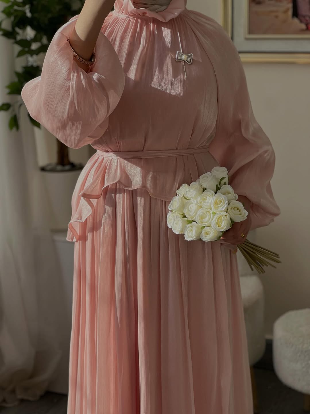 The Nwaime Pleated High-Neck Gown