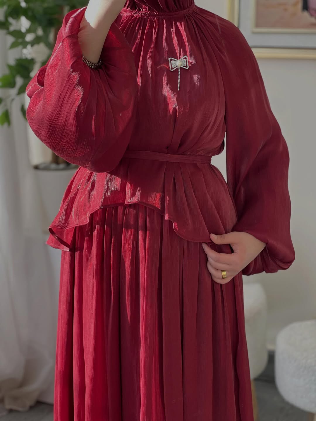 The Nwaime Pleated High-Neck Gown