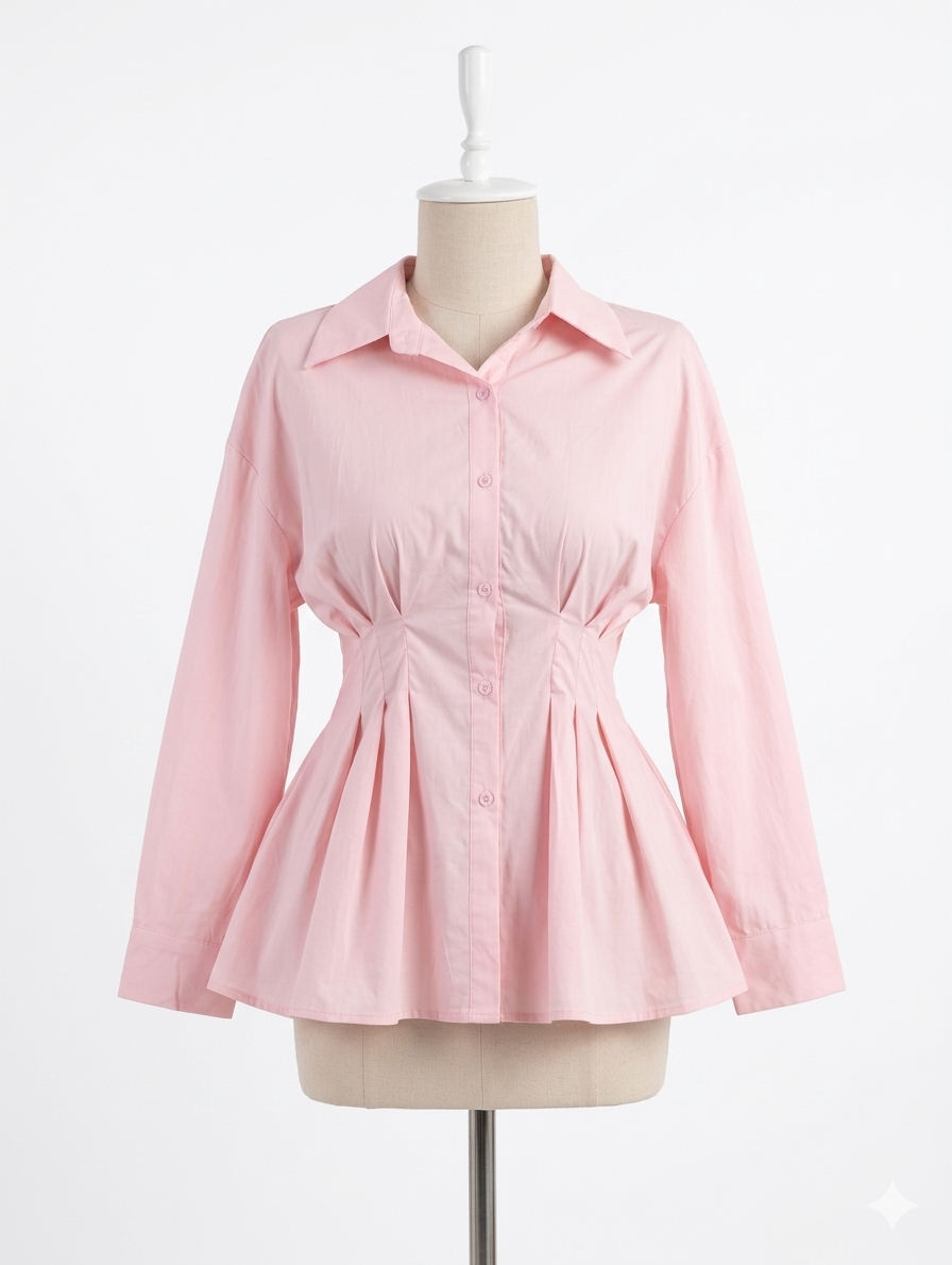 The Sculpted Waist Button-Down Blouse