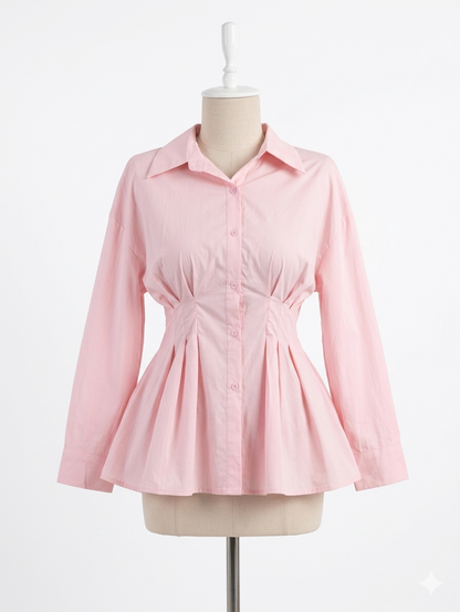 The Sculpted Waist Button-Down Blouse