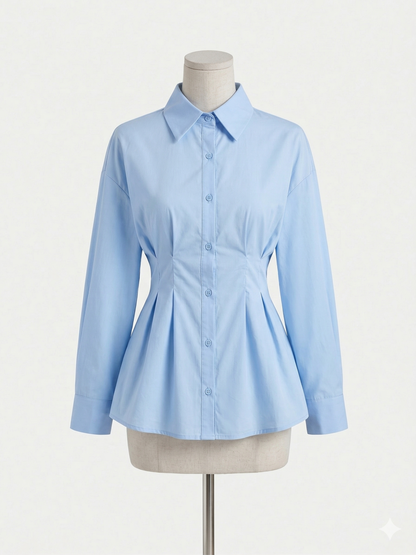 The Sculpted Waist Button-Down Blouse