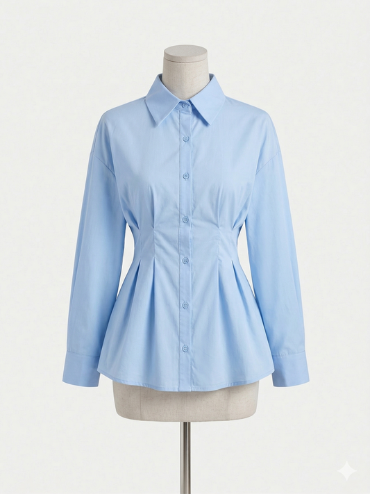 The Sculpted Waist Button-Down Blouse