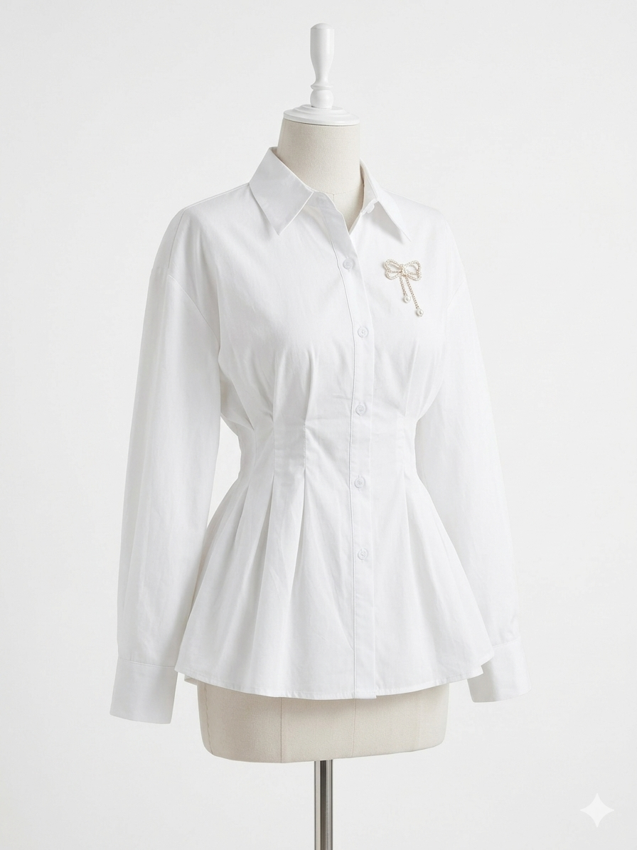 The Sculpted Waist Button-Down Blouse