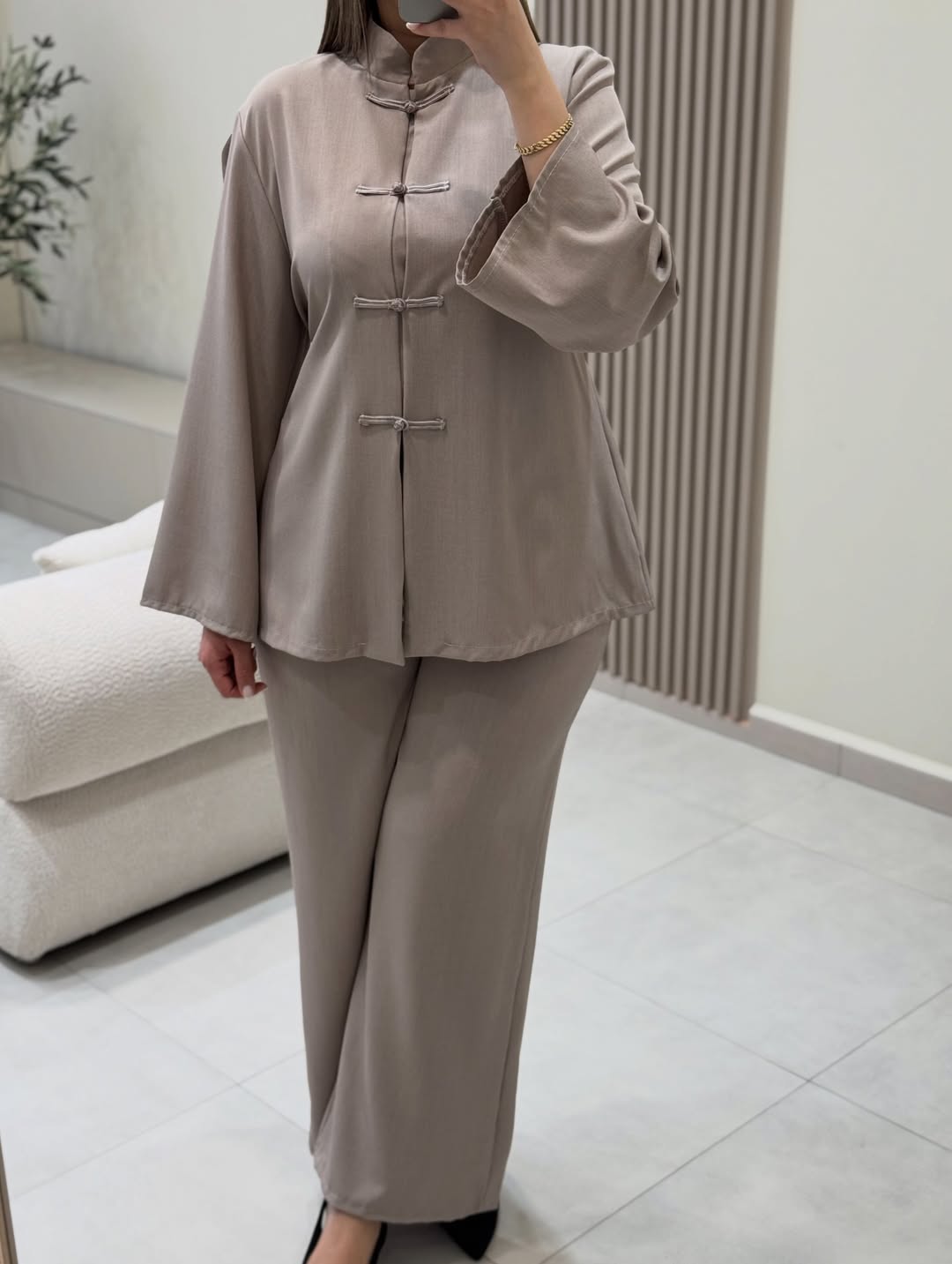The Safiya Co-Ord Set | Mandarin Collar Tunic & Wide-Leg Trouser