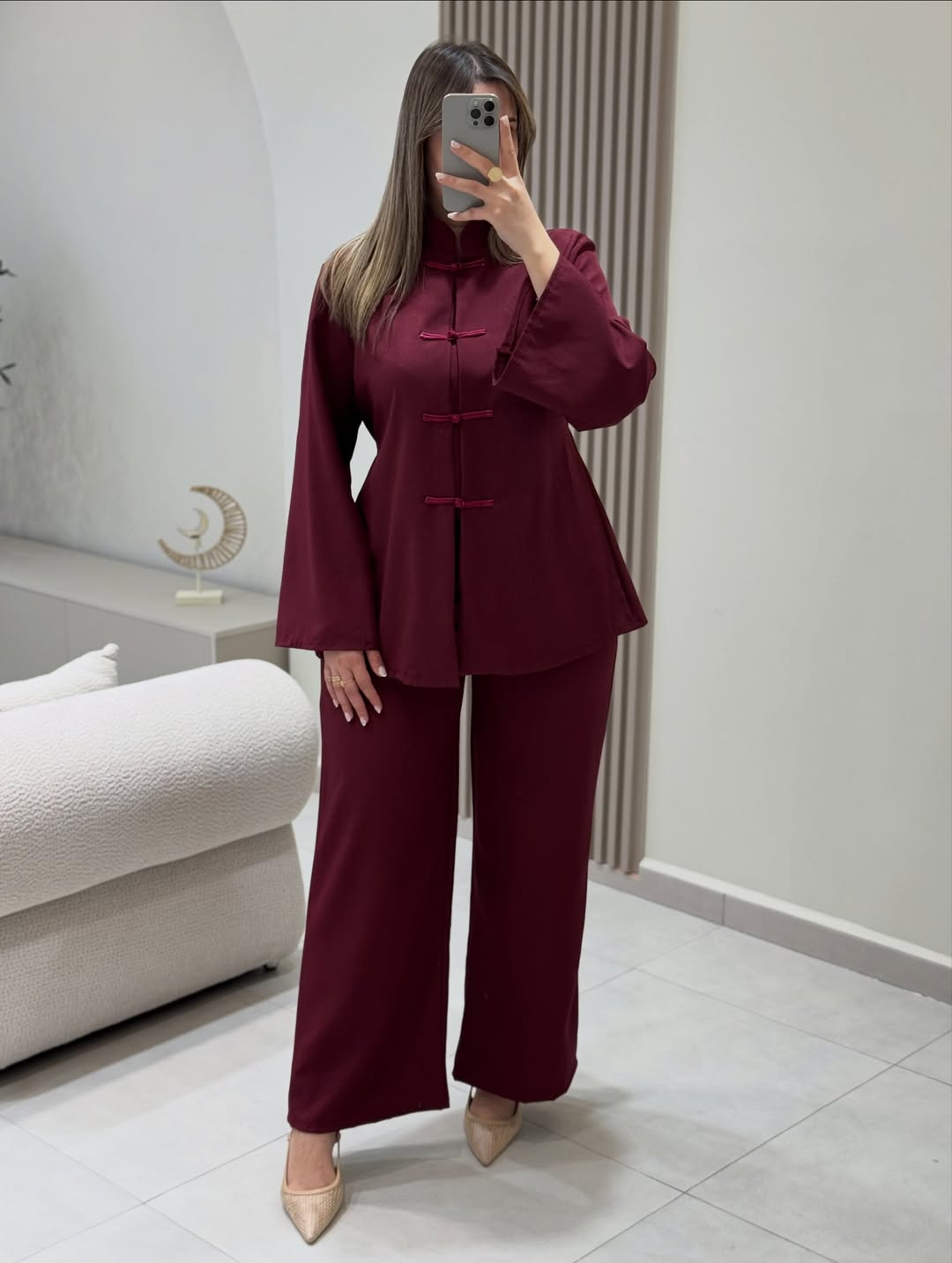 The Safiya Co-Ord Set | Mandarin Collar Tunic & Wide-Leg Trouser