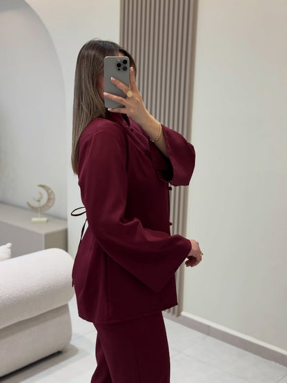 The Safiya Co-Ord Set | Mandarin Collar Tunic & Wide-Leg Trouser