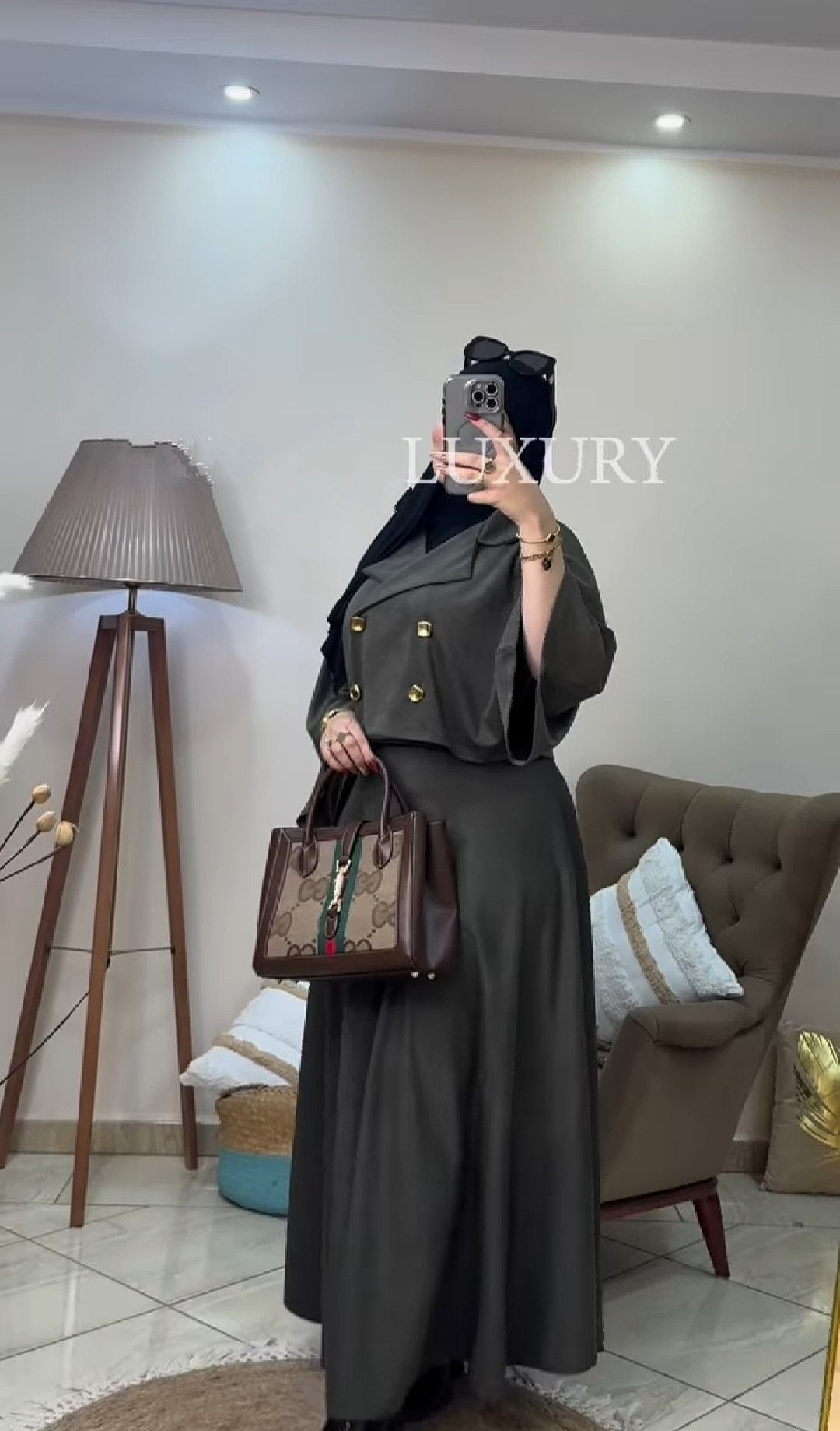 🔥 Luxury Modest Two-Piece Skirt Set | Cropped Blazer & Maxi Dress Suit