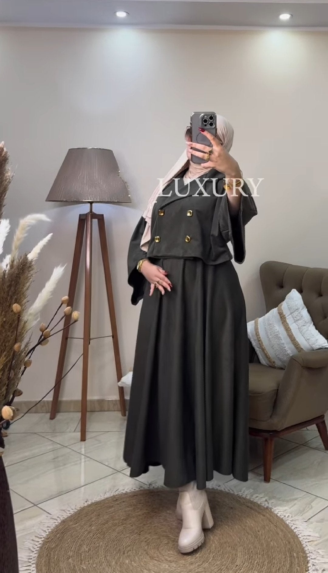 🔥 Luxury Modest Two-Piece Skirt Set | Cropped Blazer & Maxi Dress Suit