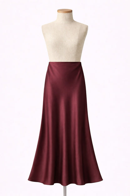 The Aurora Bias Cut Satin Maxi Skirt