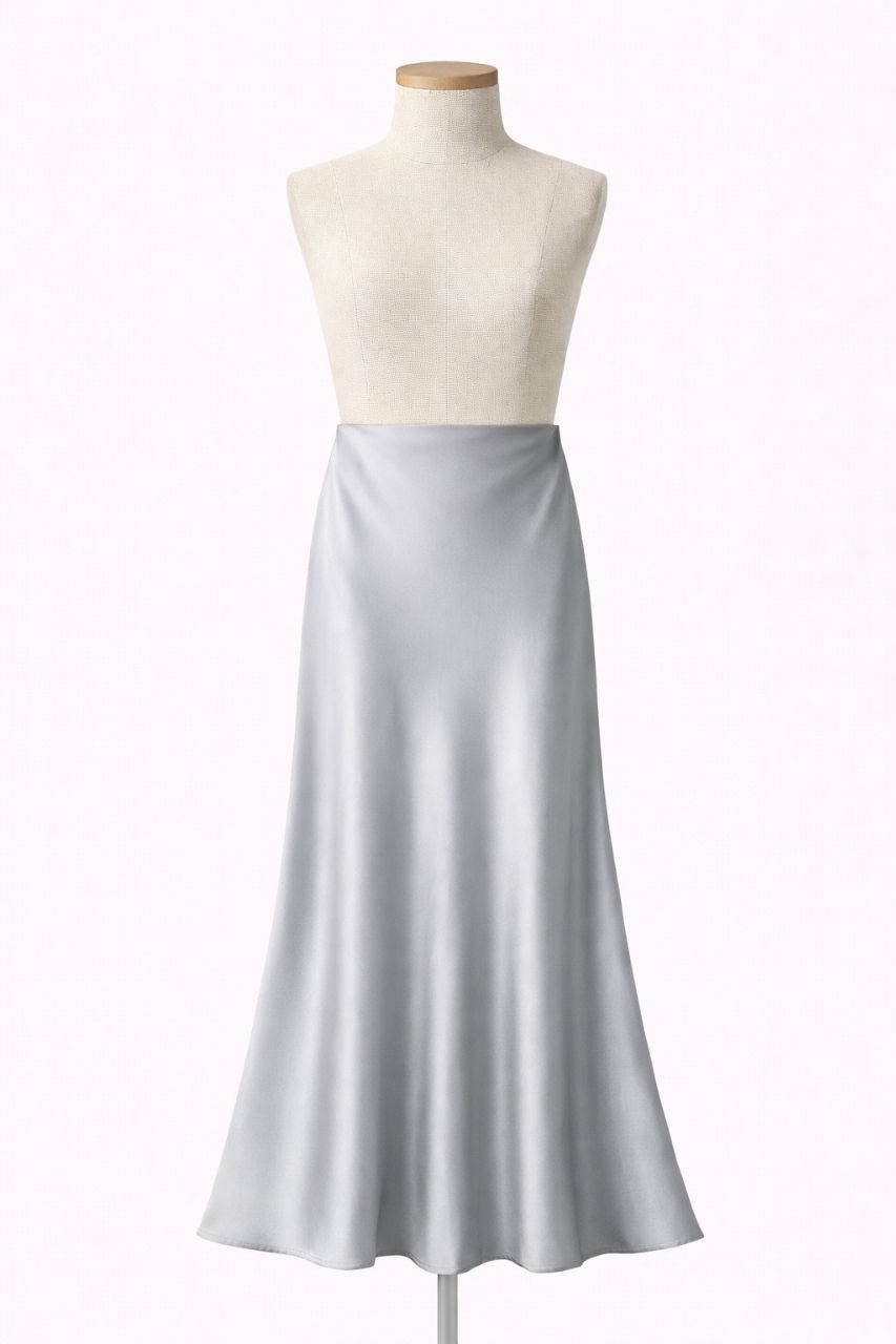 The Aurora Bias Cut Satin Maxi Skirt