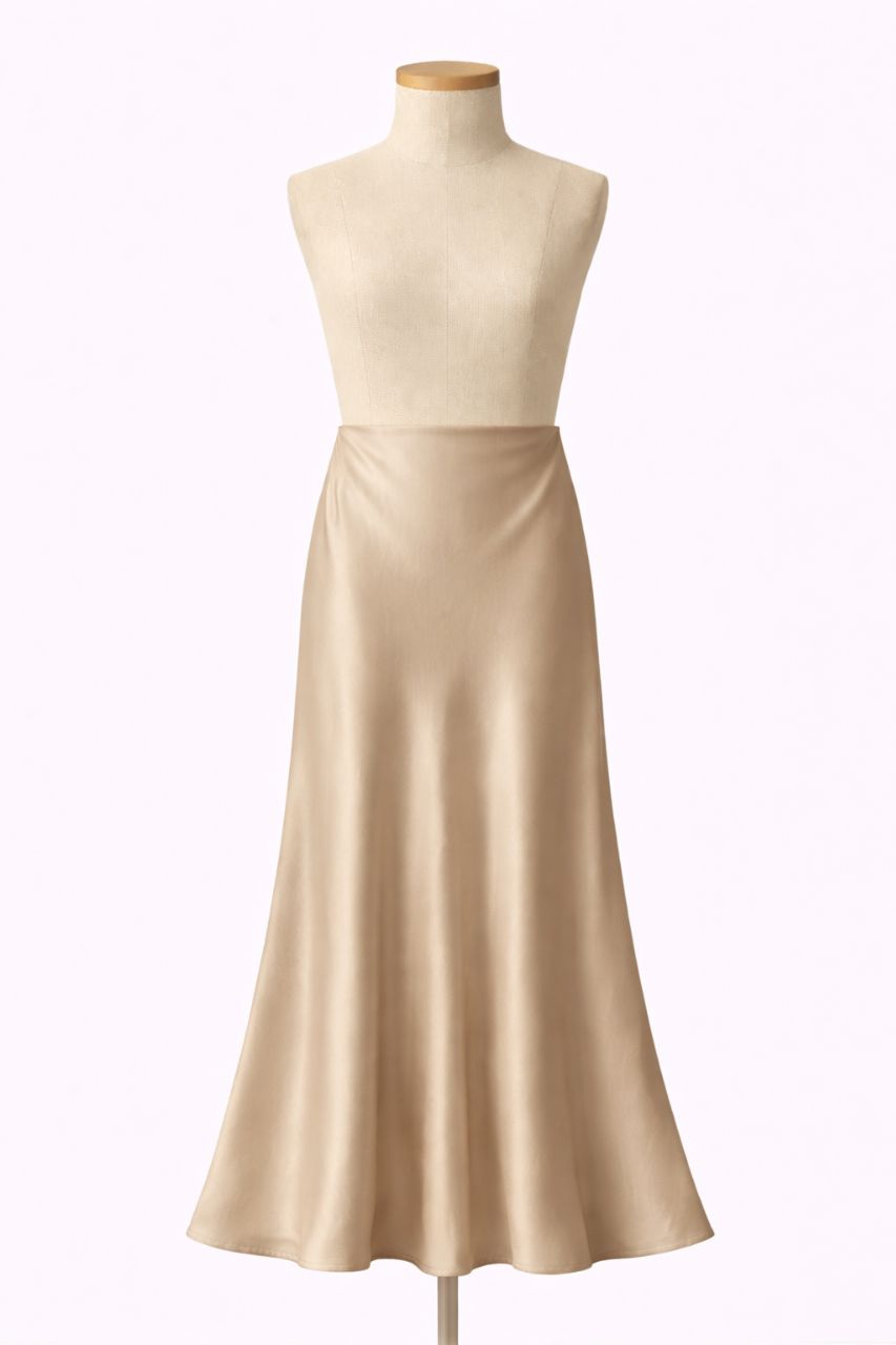 The Aurora Bias Cut Satin Maxi Skirt