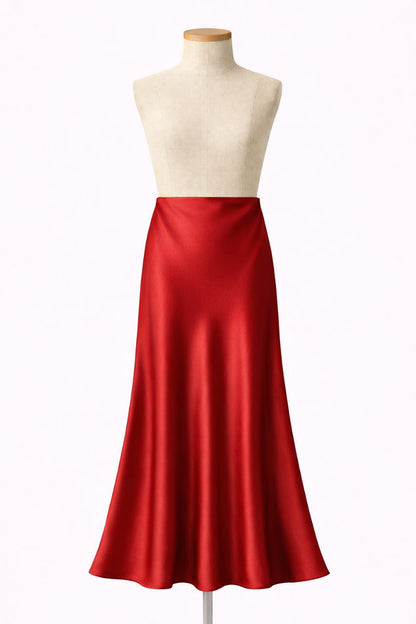 The Aurora Bias Cut Satin Maxi Skirt
