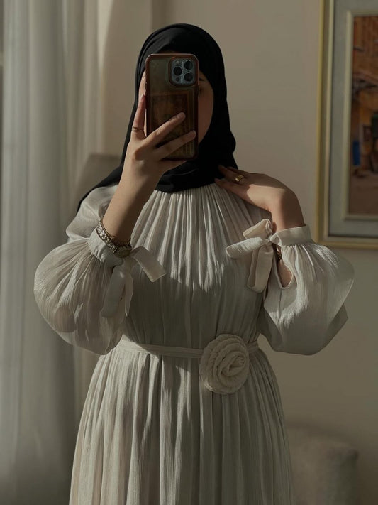 The Ayra Premium Lined Nawaime Maxi Dress | Belted Modest Silhouette